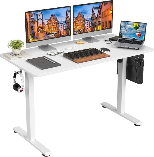Ergonomic Standing Desk – Adjustable Sit-Stand Desk for Office, Height Adjustable Workstation with Sturdy Frame for Home Office Setup