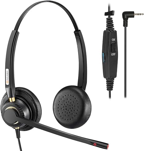 2.5mm Telephone Headset for Panasonic, AT&T, Vtech, RCA, Uniden, and More – Noise Cancelling, Comfortable Fit, Adjustable, Tangle-Free Cord for Office Use