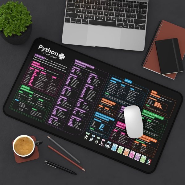 python cheat sheet desk mat