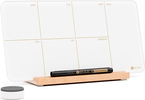 Desktop Weekly Calendar Whiteboard with Stand – Portable Dry Erase Planner for Desk Organization and Reminders