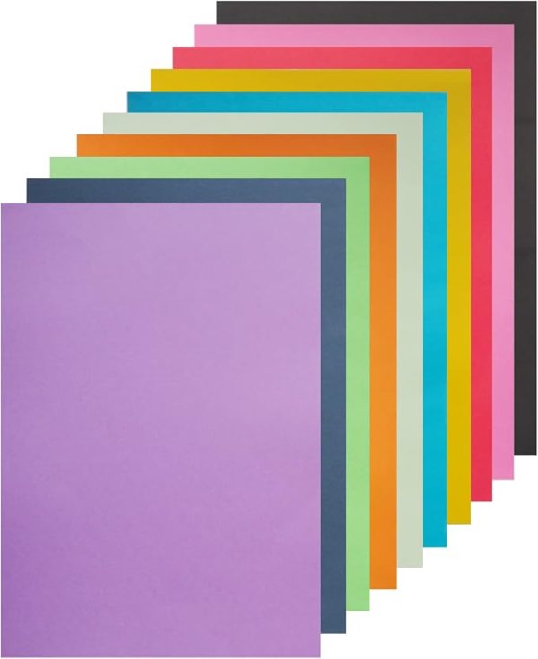 Neon Poster Board for Crafts, Classroom Projects, and Displays – Assorted Vibrant Colors, Smooth Surface, and Large Pack of 50 Sheets