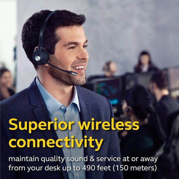 Wireless Headset with Noise-Cancelling Microphone for Call Centers.