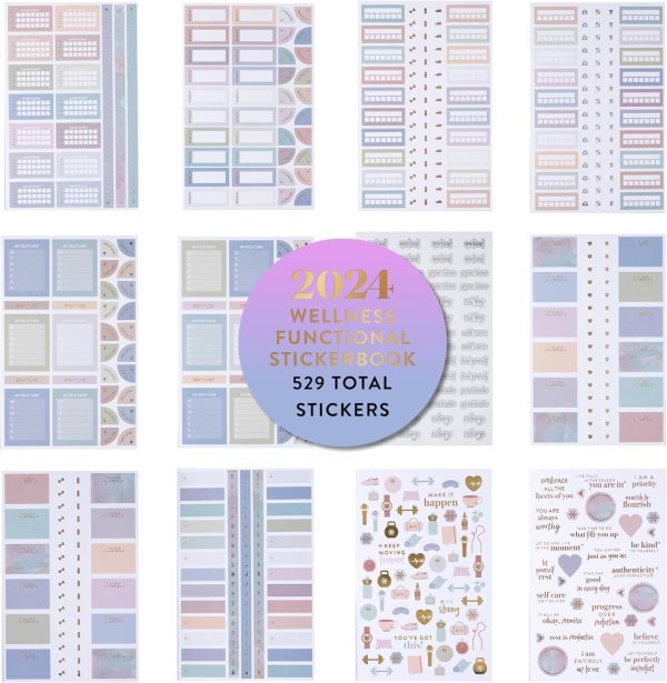 Wellness Stickers for Planner and Organizing – Functional, Motivational Health Stickers for Wellness, Fitness, and Self-Care Planning