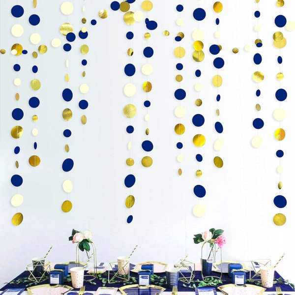 Royal Blue and Gold Party Garland Streamer – Perfect for Birthday, Wedding, Graduation, and Celebration Party Decorations