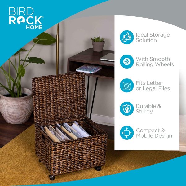 Rolling File Organizer with Seagrass Design for Office or Home.