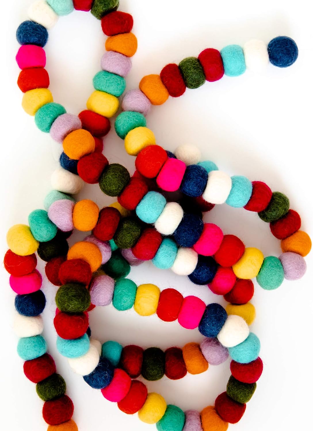 Rainbow Garland – Colorful Wool Felt Pom Pom Decor for Easter, Spring, and Birthday Parties – 9 Feet Long with 128 Balls