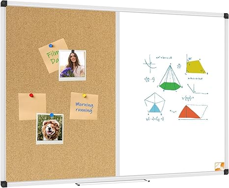 Combination Board – Magnetic Whiteboard and Cork Board Combo for Home and Office, Multi-functional Organizer with Smooth Writing Surface and Self-Healing Cork, Easy Installation
