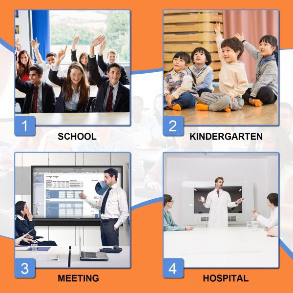 Interactive 55 Inch 4K UHD digital whiteboard ideal for classrooms and meetings, featuring touch scr.