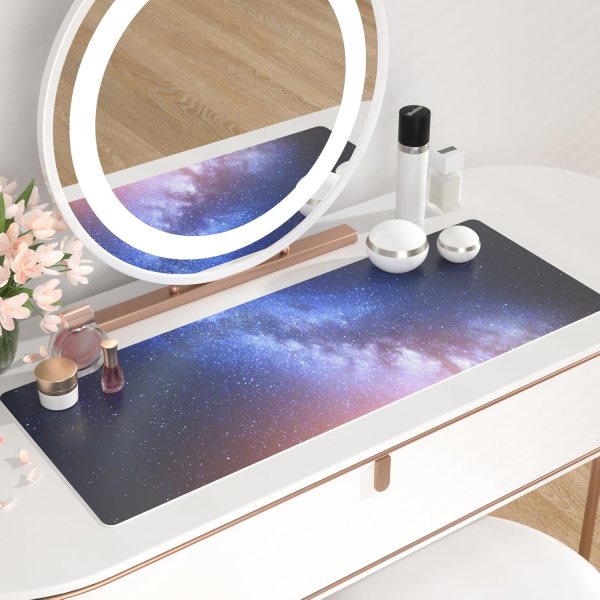 Milky Way Mouse Pad Desktop Decor, Waterproof PU Leather Desk Cover Protector, Desk Accessories for Office Home Work – Blue Galaxy