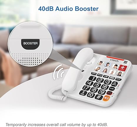 Answering machine with loud volume, speed dial, and visual ringer for seniors and hearing-impaired u.