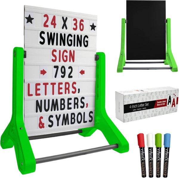 Double-sided A-frame swinger sign with 792 pre-cut letters and symbols.