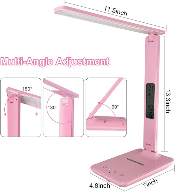 LED desk lamp with wireless charging, adjustable multi-angle, touch control, and dimmable features f.