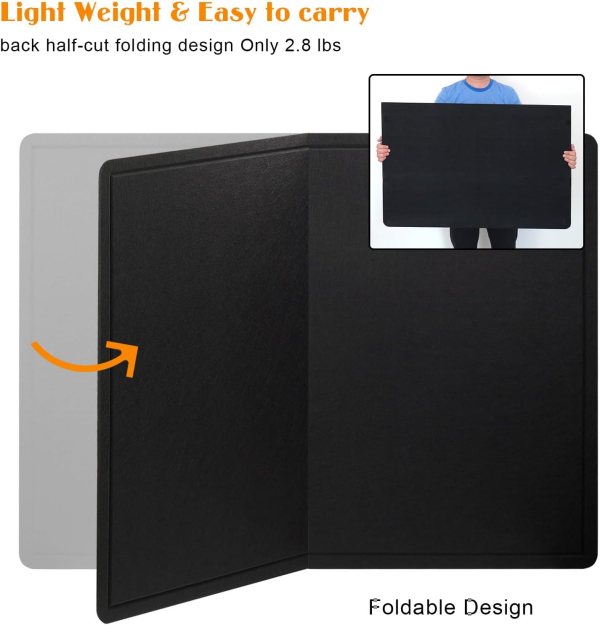 Lightweight foldable felt bulletin board for home and office use.