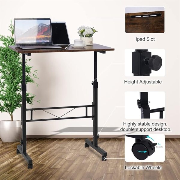 Rolling Desk Adjustable Height