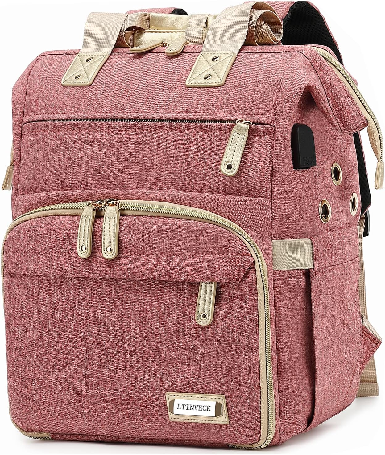Knitting Backpack with USB Charging Port, Large Yarn Storage Organizer for Crochet Projects and Accessories