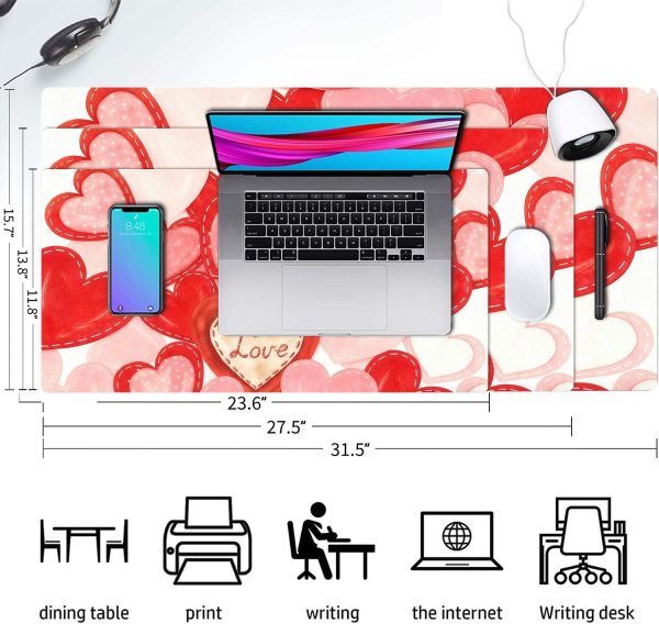 Large PU Leather Valentine Desk Mat