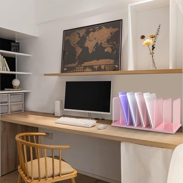 Heavy Duty Steel File Organizer with 7 vertical compartments for efficient office and study organiza.
