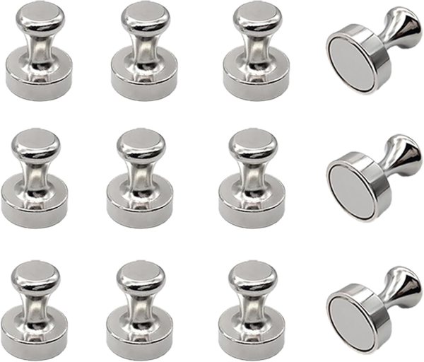 Lambock Push Pins Magnets with Bonus Adhesive Metal Strips