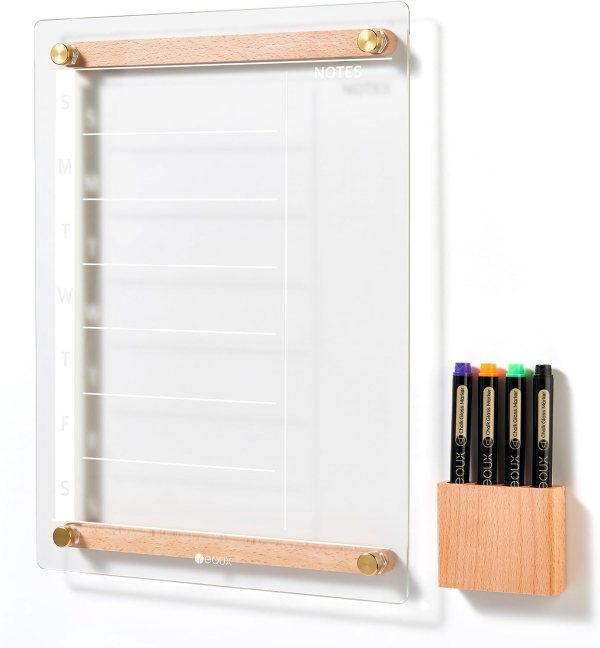 Dry Erase Weekly Calendar with Wood Accents