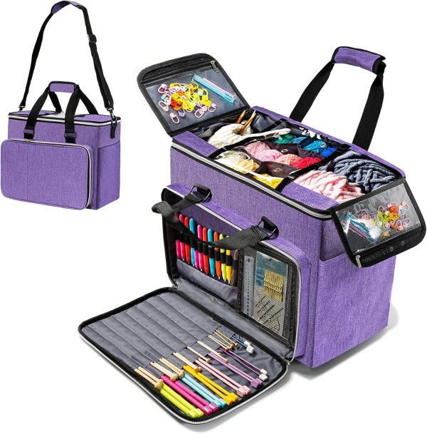 Knitting Bag Organizer – Large Storage Tote for Yarn, Knitting Tools, and Crochet Accessories, Ideal for Knitting and Crocheting Projects