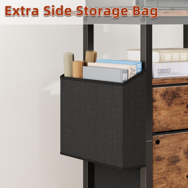 Filing cabinet with 2 drawers, spacious top, and lockable casters for easy mobility and secure stora.