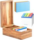 Index Card Box – Acacia Wood Storage for 200 Cards, Note Card Organizer with Dividers and Magnetic Lid Index Card Box – Acacia Wood Storage for 200 Cards, Note Card Organizer with Dividers and Magnetic Lid