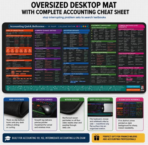accounting cheat sheet desk mat