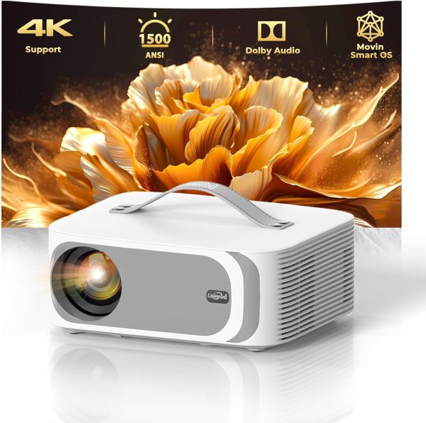 Outdoor-Projector with WiFi and Bluetooth, Portable-Projector 30W DoIby Audio APPS Built-in, Lisowod 4K Support Smart Projector with HDR10