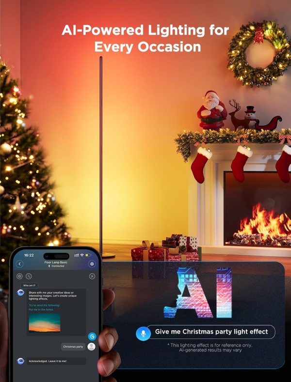 RGB Floor Lamp with Voice Control for Home & Gaming Rooms.