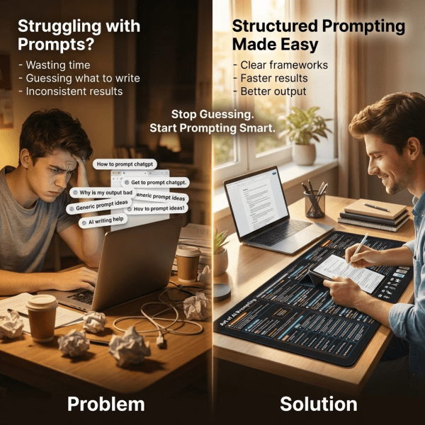 Large desk mat for prompt writing with workspace organization and productivity tools.
