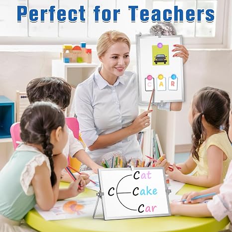 Magnetic double-sided whiteboard for home, office, classroom, and more. Perfect for teaching, presen.