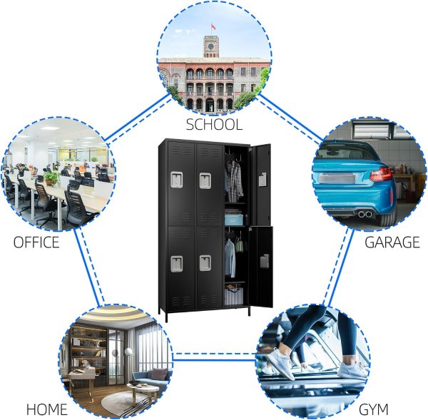 Heavy-duty metal locker suitable for school, office, gym, garage, and home storage.