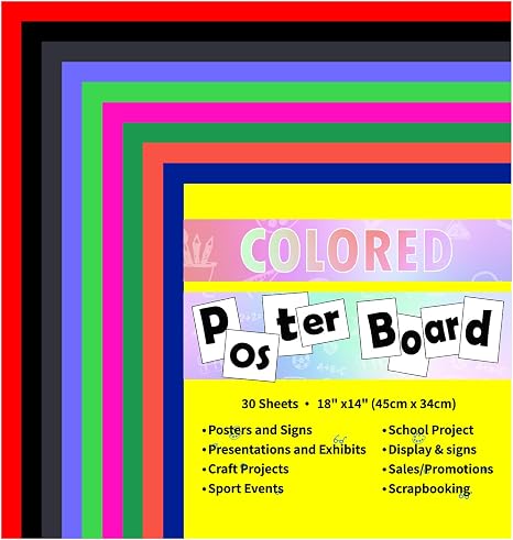 Colored Cardstock Paper – Assorted 30 Sheets for Crafts, Presentations, and Art Projects