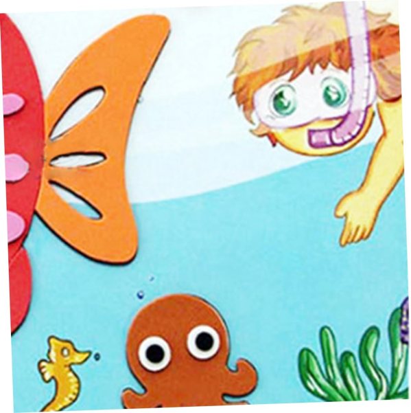 Bright foam sheets and ocean-themed craft elements for DIY projects.