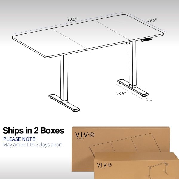 Height adjustable standing desk with memory controller, black tabletop, and sturdy black frame for e.