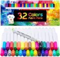 Fabric Markers Pen, 32 Colors Permanent Fabric Paint Pens for T-Shirt, Fine Tips Art Marker Set for Canvas Bags Hats Sneakers and Textiles Fabric Markers Pen, 32 Colors Permanent Fabric Paint Pens for T-Shirt, Fine Tips Art Marker Set for Canvas Bags Hats Sneakers and Textiles