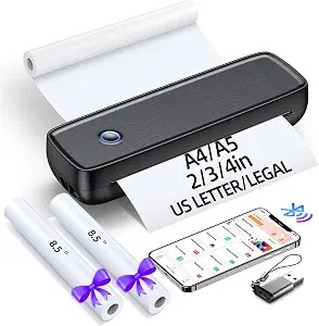 Mini Thermal Printer – Wireless, Inkless Portable Printer for Labels and Documents, Bluetooth & USB-C Compatible, High Battery Capacity, Compact Design