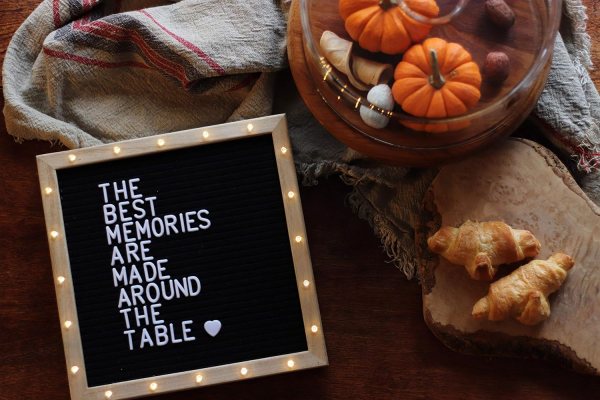 Decorative LED message board with warm lights and inspirational quote.