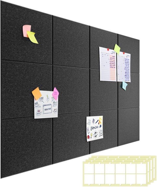 Message Board for Wall Organization – Customizable Bulletin Board Tiles with Double-Sided Tape for Easy Installation in Home, Office, or School Use