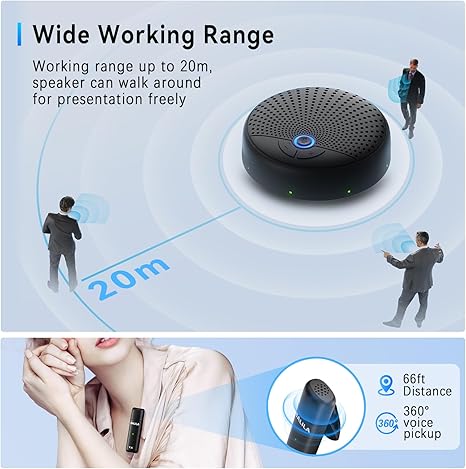 Conference speakerphone with 360° voice pickup and noise cancellation for clear communication. Ideal.