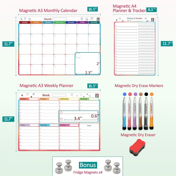 Monthly Magnetic Calendar for refrigerator