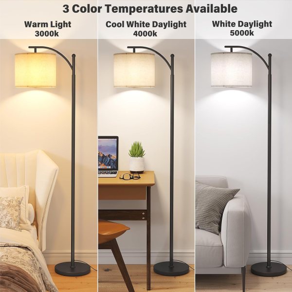Adjustable LED Floor Lamp with 3 Color Temperatures for Living Room, Bedroom & Office.