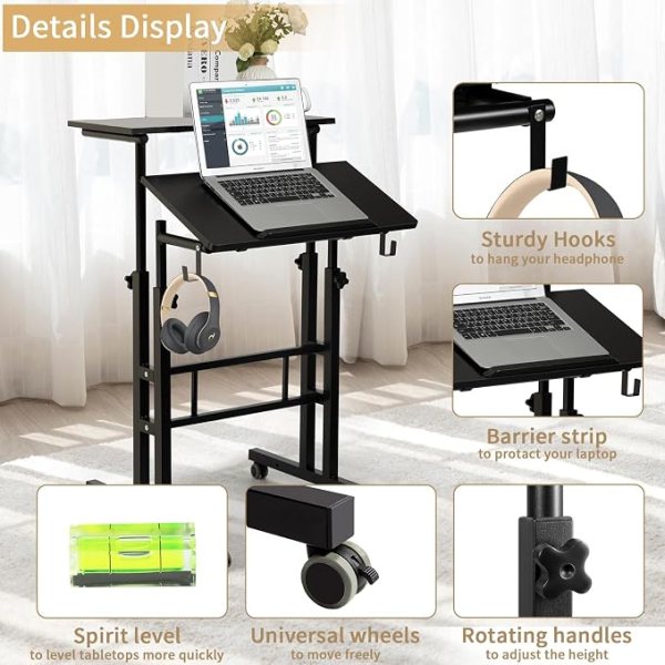 Adjustable Rolling Laptop Desk