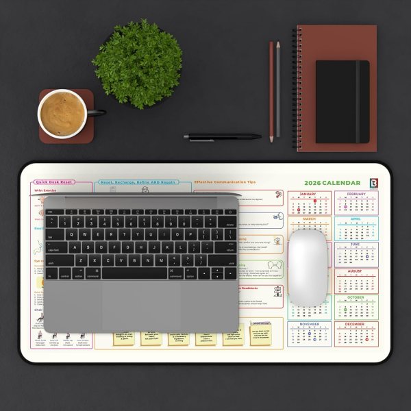 wellness desk mat calendar