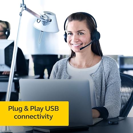 USB wired headset with noise-canceling microphone for clear calls and all-day comfort. Perfect for p.