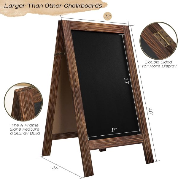 Rustic wooden A-frame chalkboard for menus and events.