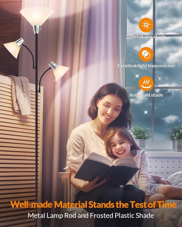 LED floor lamp with adjustable gooseneck, energy-efficient, ideal for reading and office use.