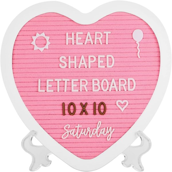 Heart-Shaped Letter Board for Inspirational Messages, Customizable Display with Emojis, Perfect for Home, Office, Nursery or Gift Giving