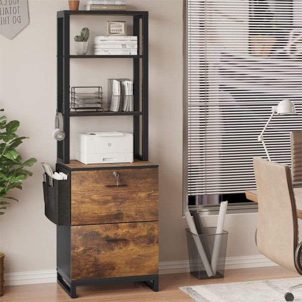 2 Drawer File Cabinet with Lock, Filing Cabinet fits Letter, Legal, A4 Size, Hanging File Folders, File Cabinets for Home Office