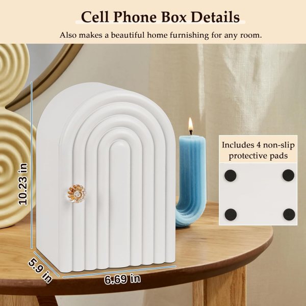 white bamboo phone box for family time